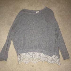 urban outfitters grey sweater with white lace
